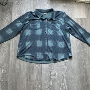 32 Degrees Blue Green Thermal Button Down Top, Size XL